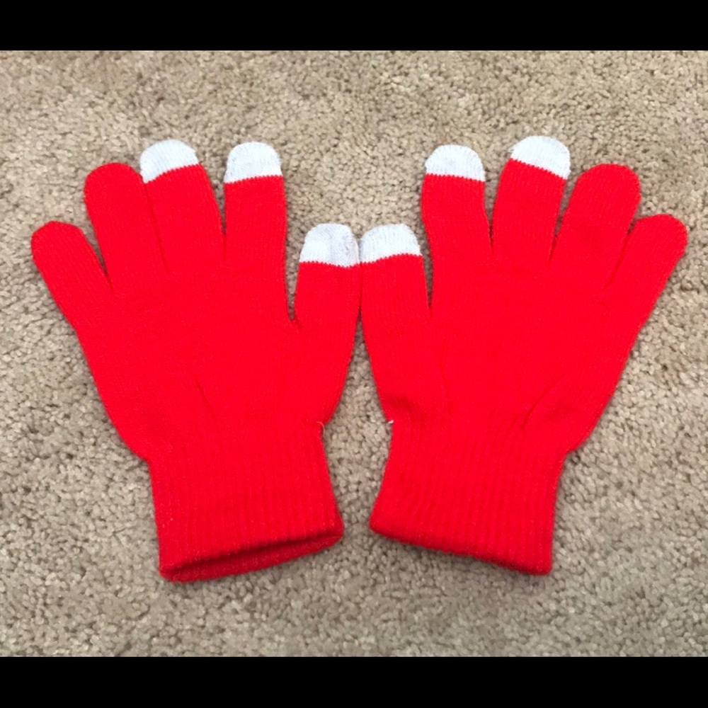 Red Touch Screen Knit Gloves